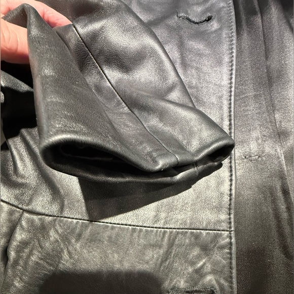 🥳🥳ST. JOHN Marie Grey Collection Leather Coat Jacket, Black - Picture 14 of 16